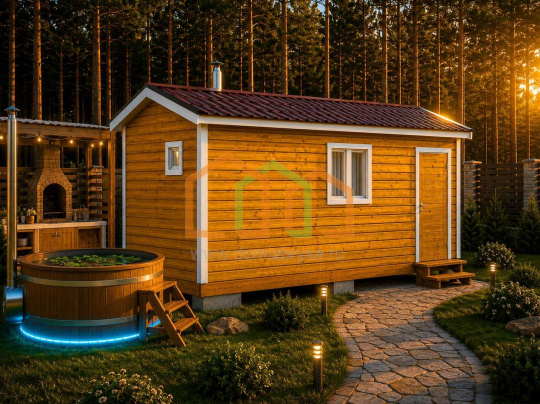 Перевозная каркасная баня 5х2,3